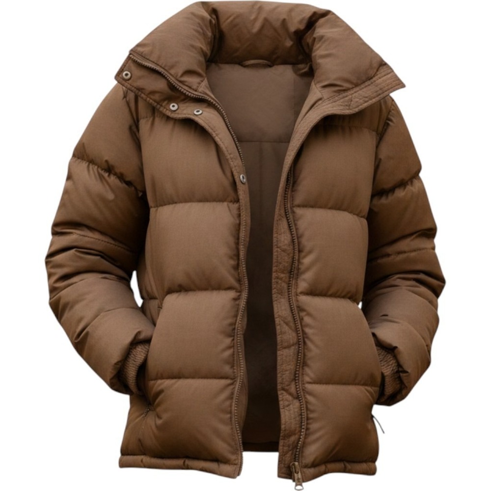 Ski Daddle Pack-In Puffer Jacket Mens Medium Brown Vintage Down Winter Coat